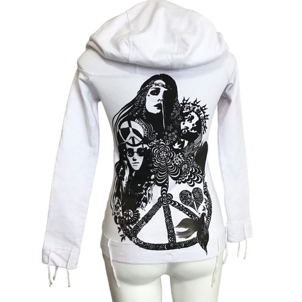 Lauren Moshi White Hooded Sweatshirt Size XSmall
